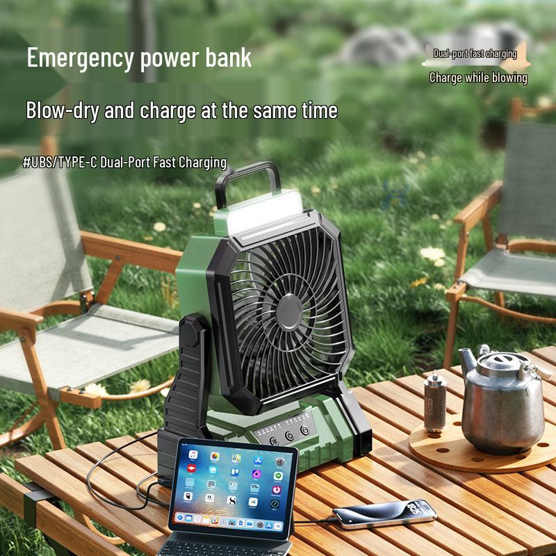 Portable Rechargeable USB Fan with Light for Camping, Outdoor Activities, and Fishing