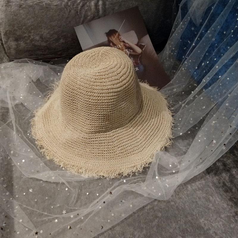 Internet Celebrity Hat Lady Big Eaves Burr Breathable Straw Hat Summer Sunshade Sunscreen Bucket Hat Beach Hat