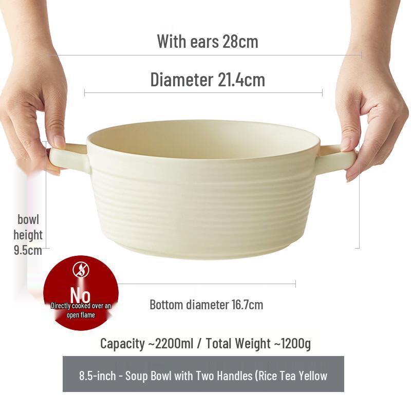 

Glazed Ceramic 8.5-inch Double-Ear Bowl