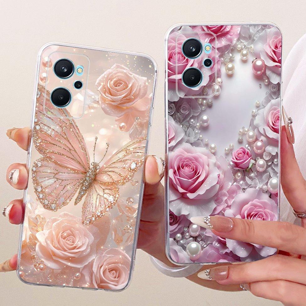 For Realme 9i 4G Case RMX3491 Transparent Cute Cat Fashion Butterfly Funny Painted Casing For Real me 9i 4G Cover