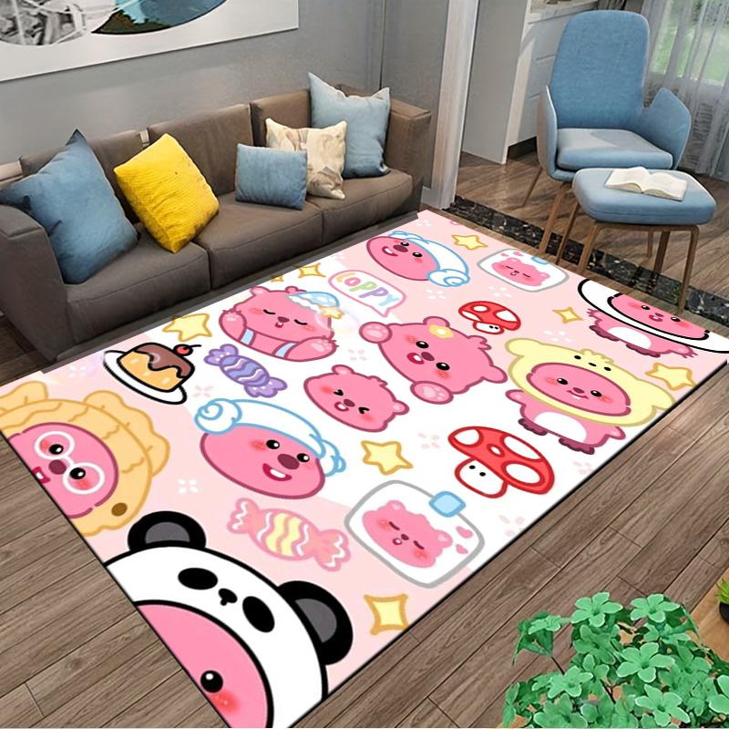 Cute Cartoon Pink Bear Panda Pattern Carpet for Bedroom Decor Kids Suitable for Use As an Anti-slip for Living Room Bedroom Sofas