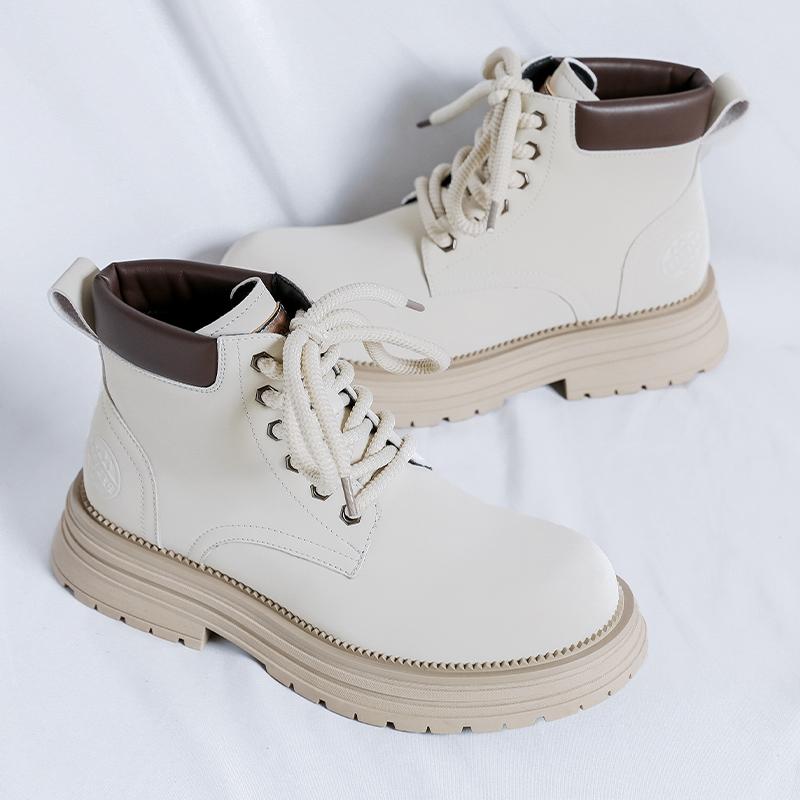 FashionHigh Quality Casual Leather Mens Ankle Boots Tube Rubber Thick Sole Male Motorcycle Boots Fashion Warm Plush Fur Winter Footwear