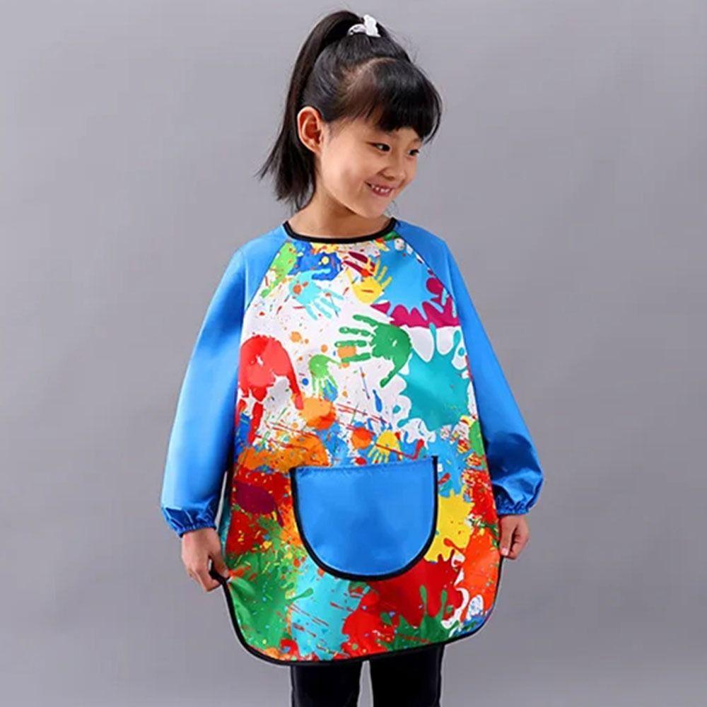 Long Sleeved Reverse Dressing Cloth Art Painting Baby Eating Bib Children's Painting Apron  Boys