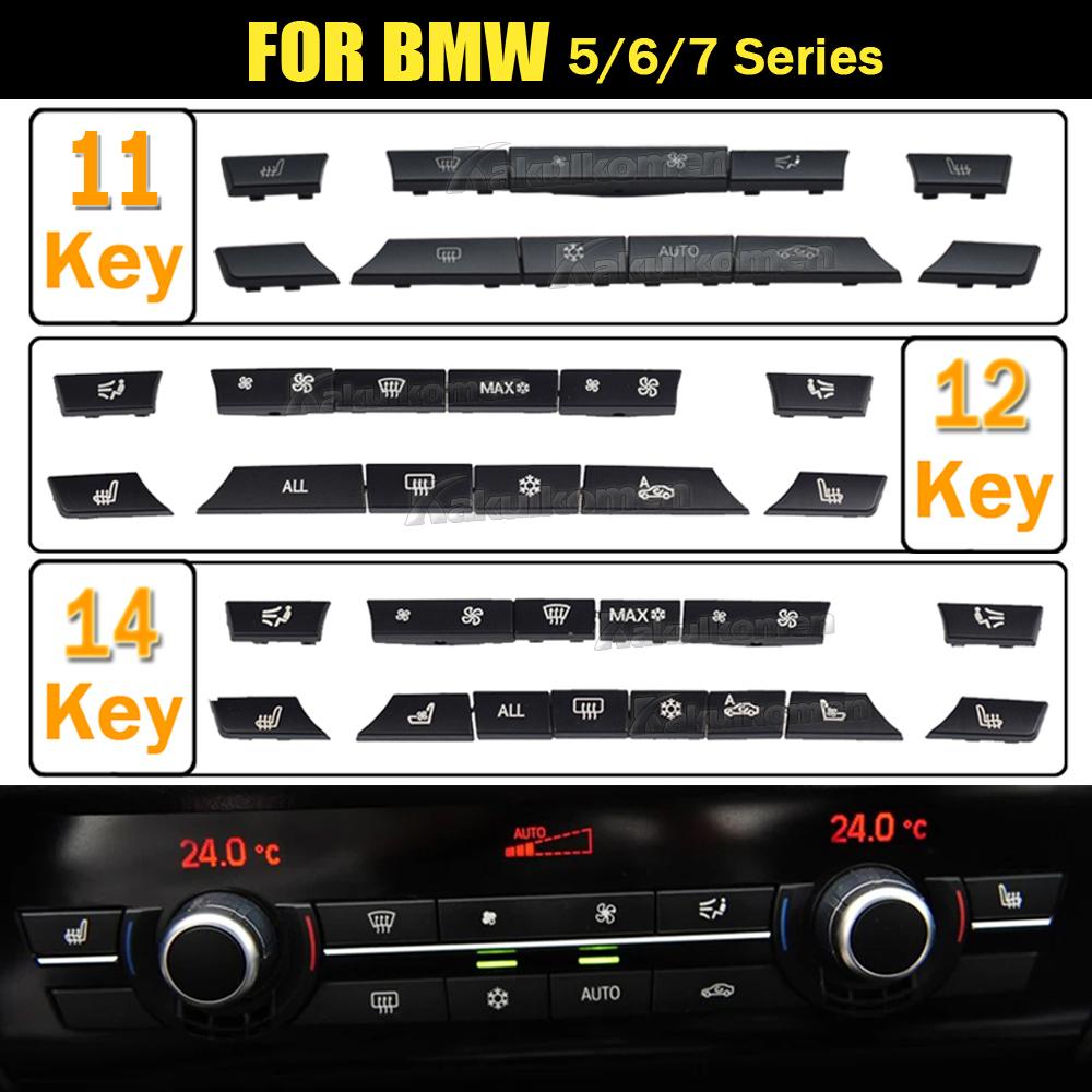 11/12/14pcs Car Heater Climate Control A/C Air Conditioning Switch Fan Button Cover For BMW 5 6 7 Series X5 X6 F10 F12 F01 F02