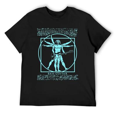 Leonardo Da Vinci Vitruvian Man Bass Guitar T-Shirt Shirts Graphic for a Boy Men Clothing