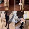 Grape Mother of the Same Style, Over-knee Knight Boots, Thick Velvet Lamb Wool High Boots, Autumn and Winter Leather Thick Heel Flanged Boots