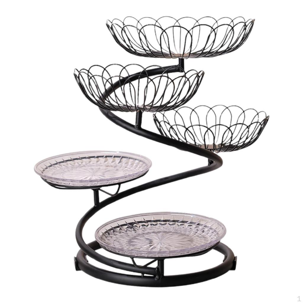 5 Tier Fruit Basket Bowl Fruits Stand Holder Organizer Storage Baskets Metal Wire
