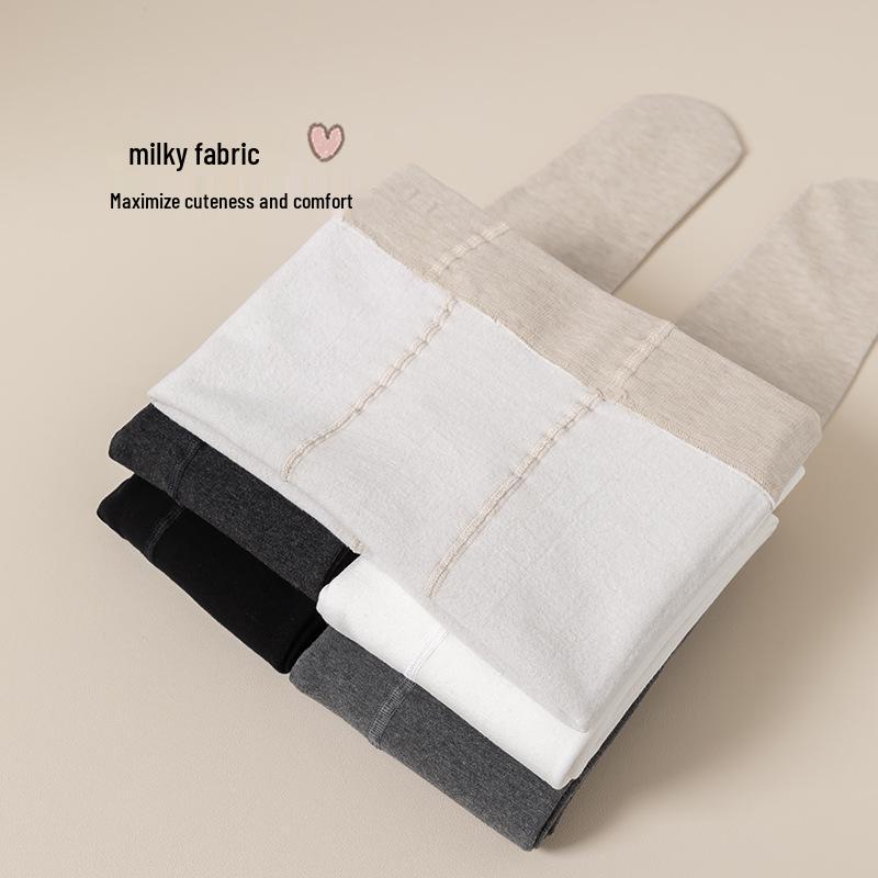 New Autumn Girls' Brushed Fleece Leggings - Warm, Versatile, Solid Color Tights for Children