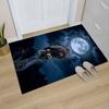 Eagle In Nature Scenes Pattern Door Mat, Vivid Eagle Designs with Moonlit Forest Home Multi Scene Decorative NonSlip Floor Mat
