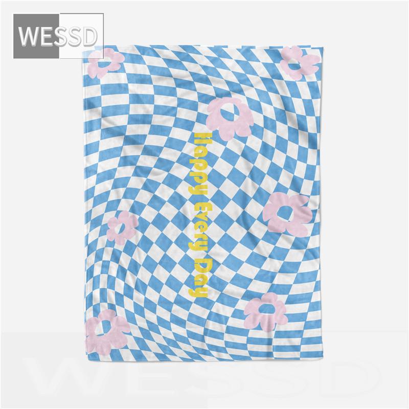 

Одеяло в шахматном порядке, синее, зеленое, милое мультяшное одеяло, пушистое фланелевое портативное пляжное одеяло, декоративное покрывало на кровать 150x200cm