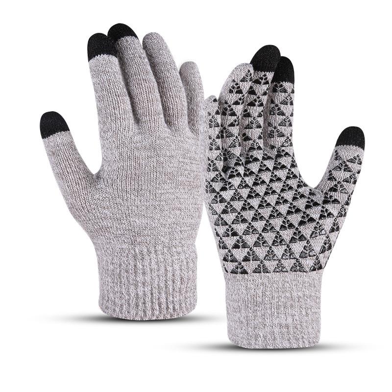 

Сенсорные перчатки мужские женские осенне-зимние теплые термо толстые вязаные в корейском стиле для вождения, езды, без пальцев One Size