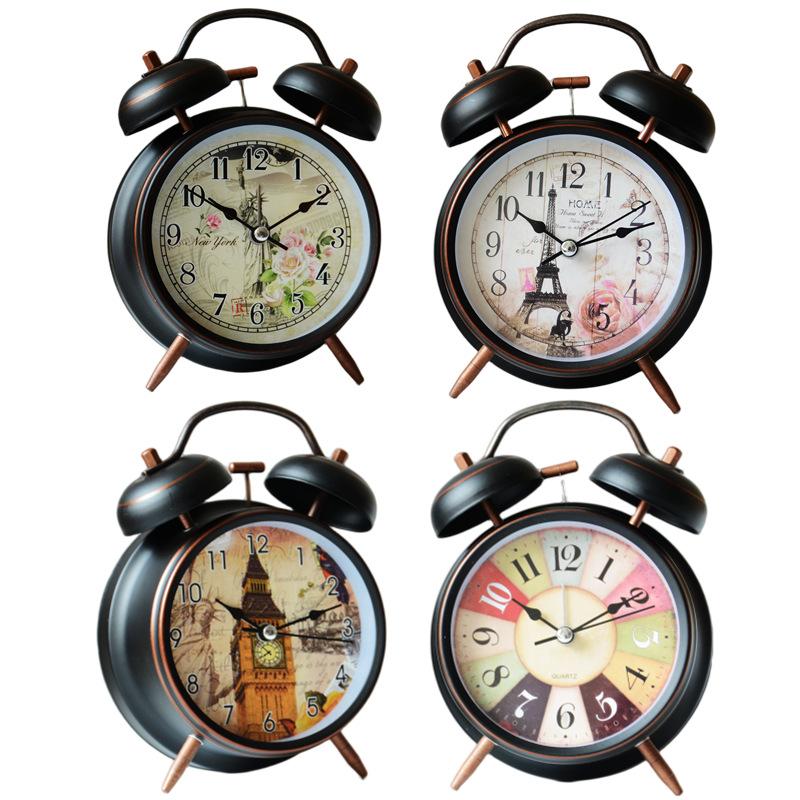 1 inch retro metal bell alarm clock, student bedside silent alarm clock, wake-up clock, hot-selling model