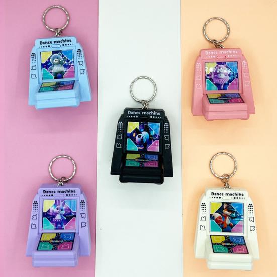 Mini Arcade Dance Machine Keychain with Music Reaction Training Handheld Game Console Kids Adults Battery Operated Dance Game Machine Keyring Toy