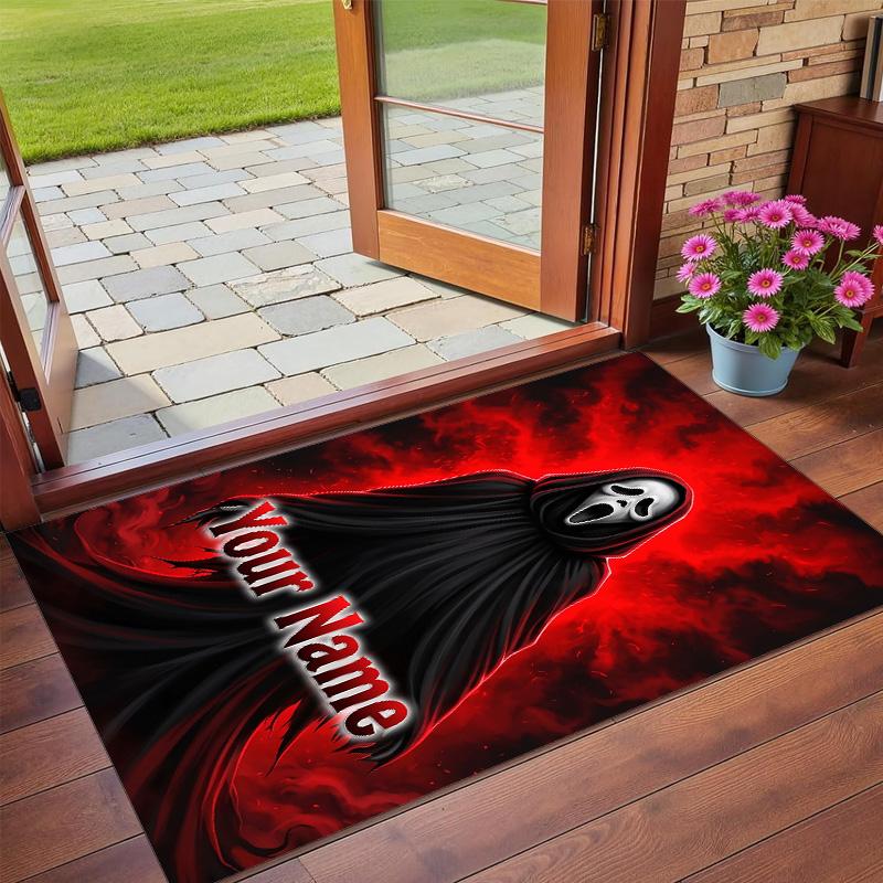 Crystal Velvet Rug Custom Name Text, Soft Non Slip Floor Mat Home DecorScream Ghostface
