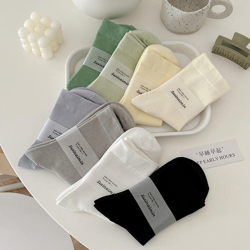 5 Pairs of Female Spring and Summer Fashion New Loose Mouth In The Tube Pile Socks