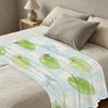 Lightweight Flannel Throw Blanket, Fresh Green Apple Design, Soft & Warm Cozy Cover for Home, Halloween & Christmas Use.