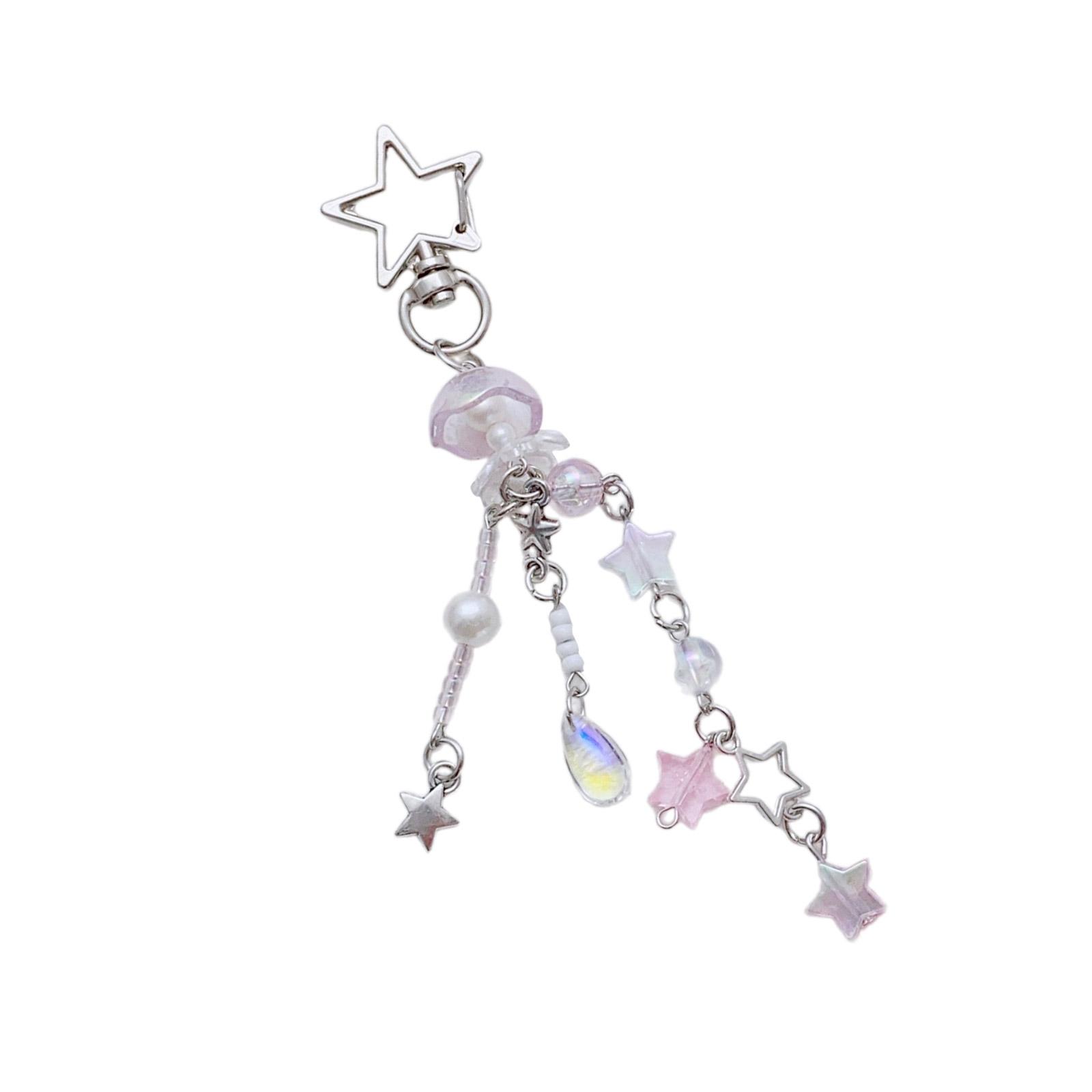 

Multipurpose Star Blossom Beaded Phone Charm Strap Trendy Multiuse Keychain for Trendy Women Stylish Outfits Daily Use B