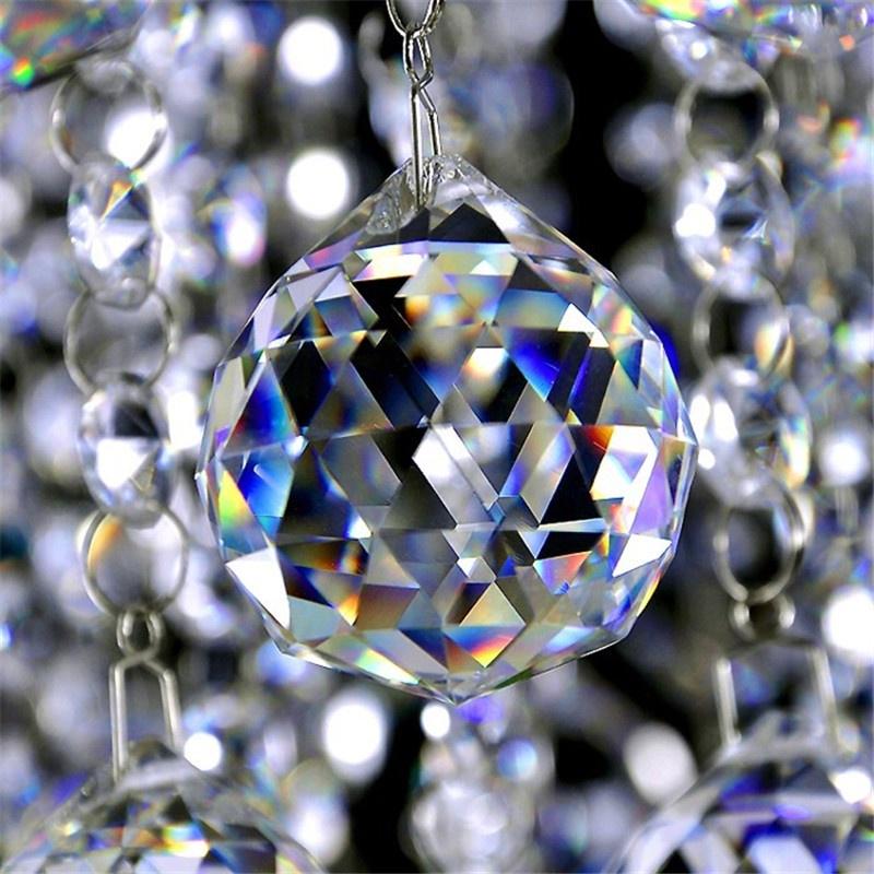Lampadario di cristallo trasparente da 10 pezzi, pendente a sospensione con prisma in vetro, sfera di cristallo da 20 mm