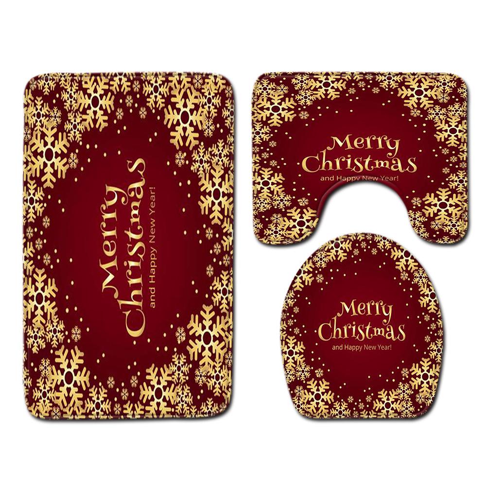 Weihnachts-Badezimmer-Bodenmatte Toilette Dreiteiliges Set