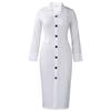 Women Elegant Business Long Sleeve Blazer Collar Patchwork Pencil Midi Dress