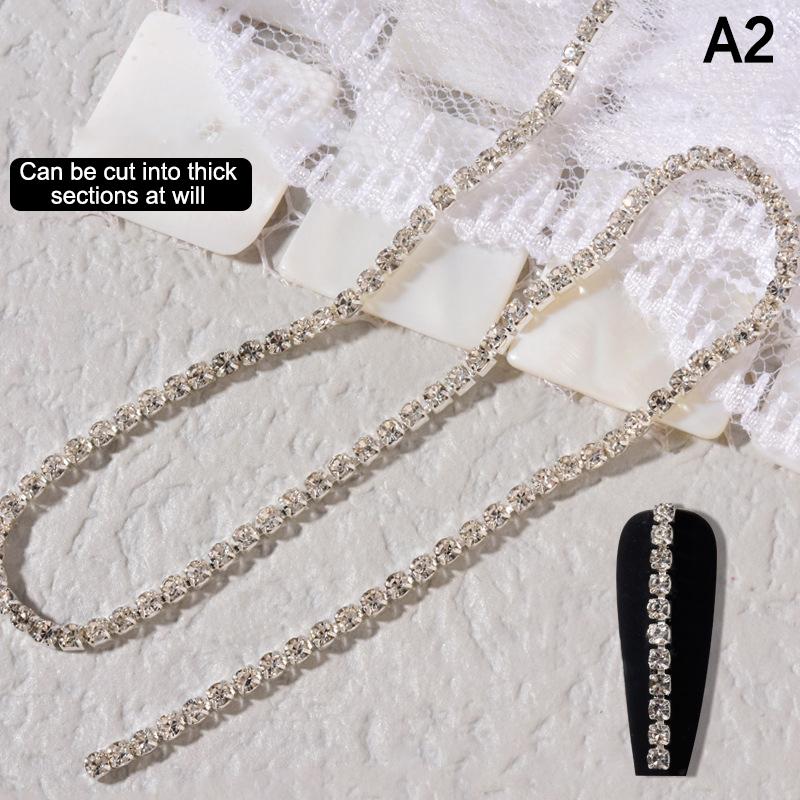 25Cm Long Luxury Crystal Chain Nail Charms Different Sizes Scalable Shinying Diamond Manicure Crystal Diy