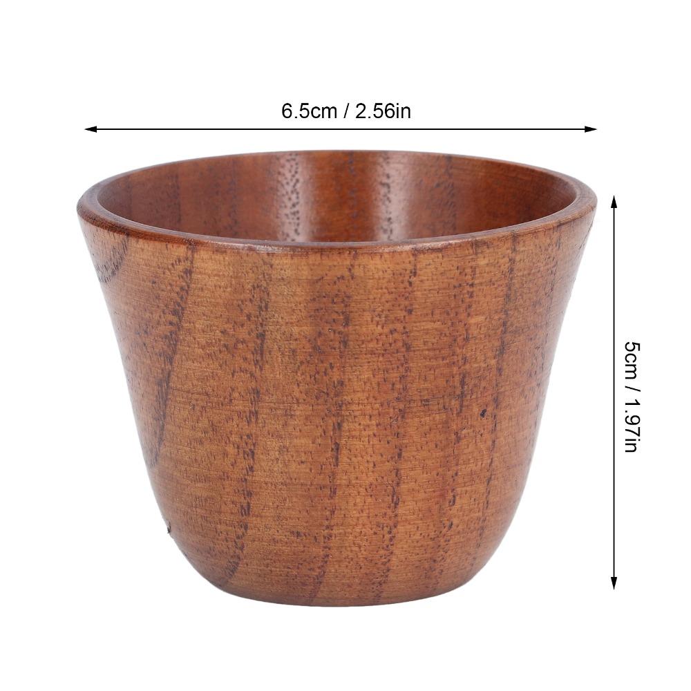 4Pcs Set Solid Wood Wooden Tea Cups Heat Insulation Wooden Coffee Cup Wooden Cup Set  Tea Drinking