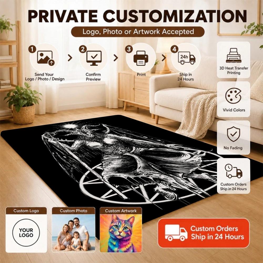 Dark Occult Baphomet Pentagram Art Indoor Rug Thick Nonslip Carpet For Hallway Doorway Kitchen Home Decor Birthday Gift