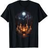 Vintage Ghost and Skeleton by Fire Camping Gothic Halloween T-Shirt(2)