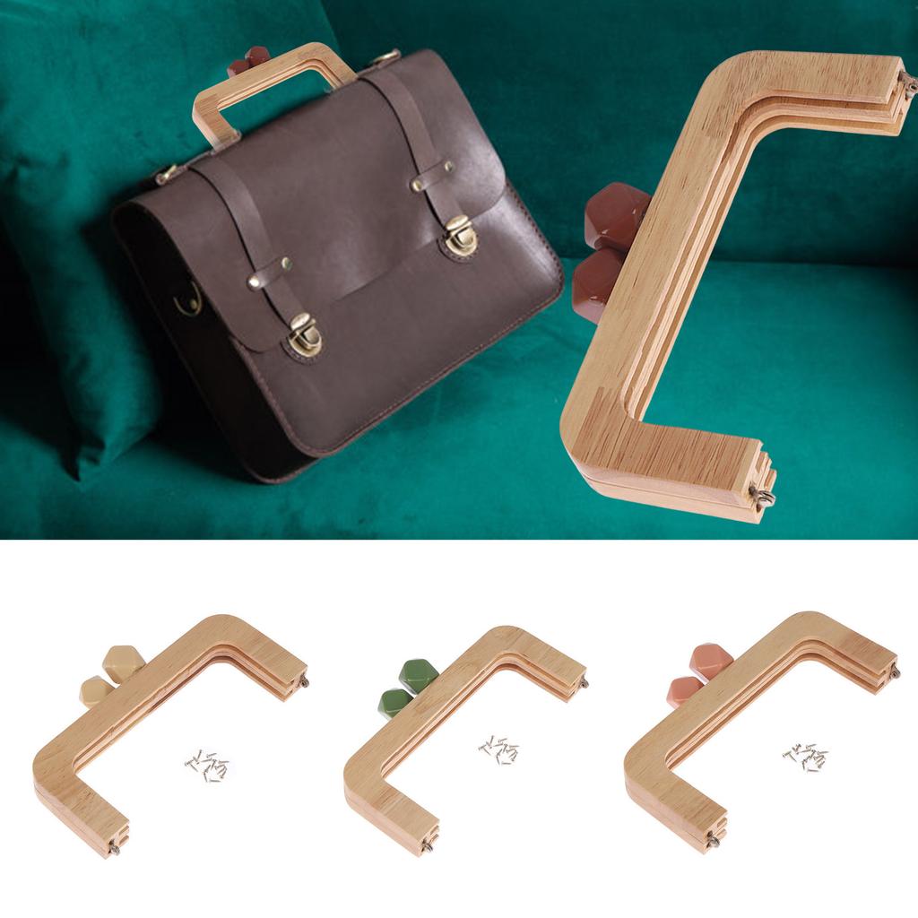 7.72" Length Wooden Purse Frame Kiss Clasp Lock DIY Bag Lock Square Coin Frame Clasp for DIY Crafts Bag Purse Making
