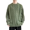 Herbst- und Winter Zopfmuster Pullover Herren Herbst- und Winter Innen mit Rundhals Unterziehstrickpullover Herren Langarm Faden