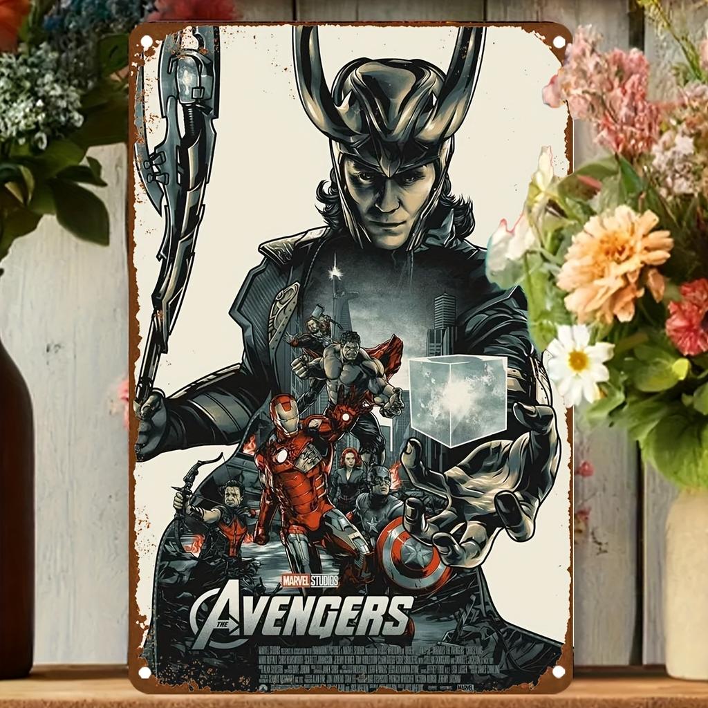 2D Platt, Marvel Avengers Plåtskylt Väggkonst - Klassisk 2D Platt Design, 20x30cm, Perfekt för Vardagsrum, Sovrum, Kontor eller Spelrum