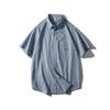 American Retro Style Pure Cotton Striped Short-Sleeve Shirt for Men, Summer Embroidered Jacket, Export Men's Clothing, All-Cotton Shirt
