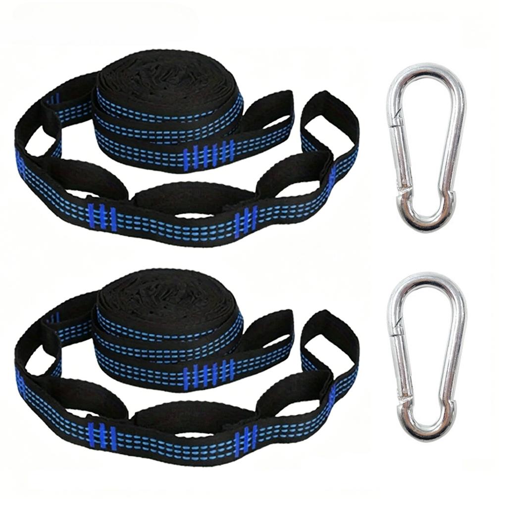 2M Multi-Schlaufen Verstärkte Polyester Hängematten Gurte 200kg Maximale Belastung Strapazierfähiges Verstellbares Utility Spanngurt für Camping Reise