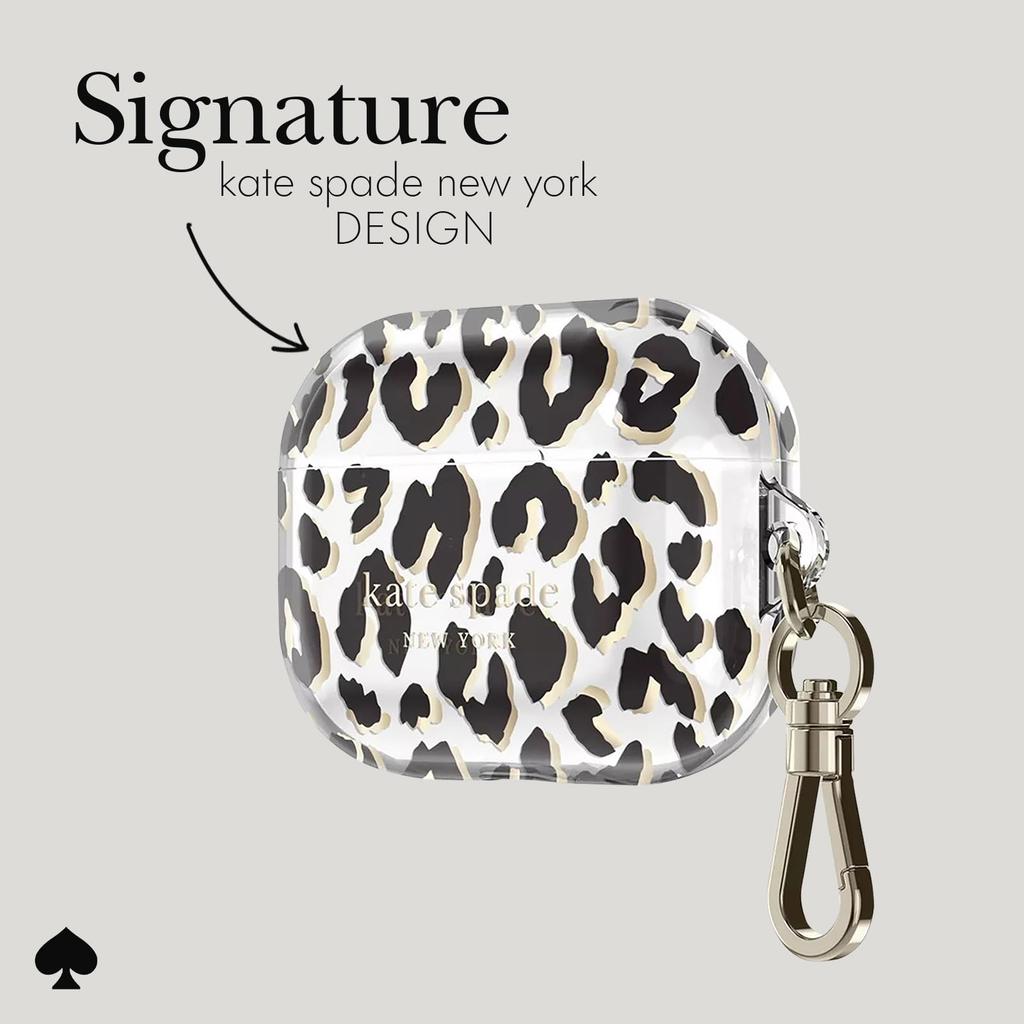 Kate Spade New York AirPods Pro Protective Case with Keychain and Ring City Leopard Compatible with AirPods Pro 2nd and 1st Generation - Print,