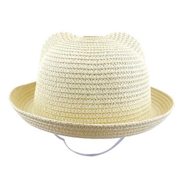 2018 Summer Baby Ear Decoration Lovely Children Character Solid Kid Floppy Panama Straw Hats Girls and Boys Sun Hat