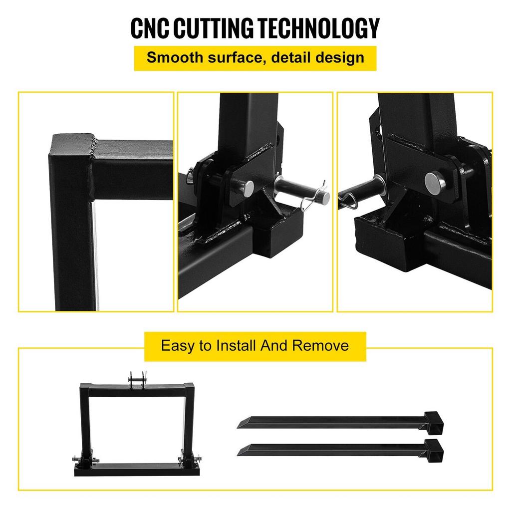 3 Point Hitch Pallet Fork 2000lbs, Fork Attachment for Category 1 Tractor, 25.5''x22''x41'', Steel Tractor Heavy Equipment Attachment, for Tractor,