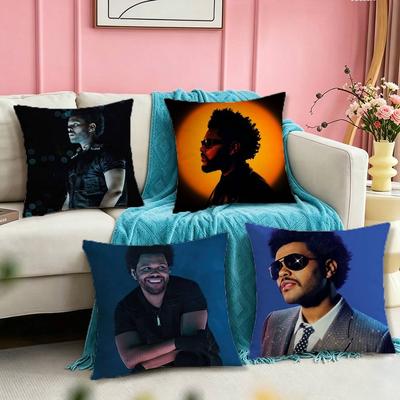 Singer The Weeknd Poster Credit Skin Square DoubleSided Printed Pillow Case Bedroom Bedside Pillow Sofa Cushion Cover