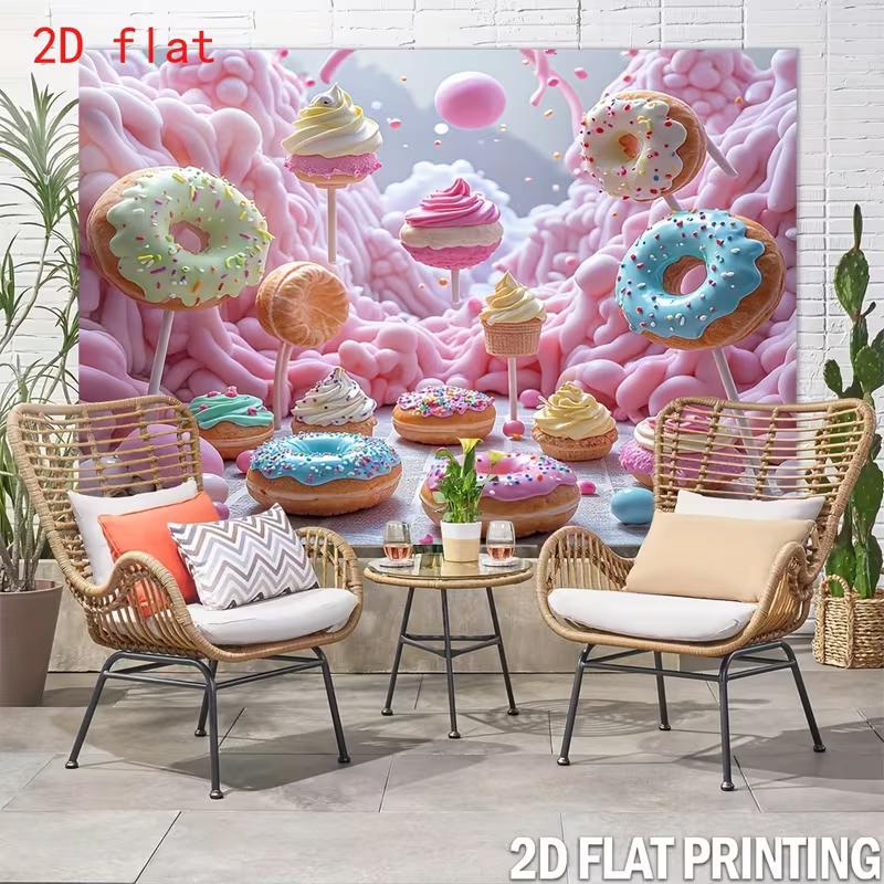 

2D Pink Candy Land Donut Backdrop Fantasy Dessert Background for Baby Shower & Party Decoration 47.2x31.5inch/120*80cm