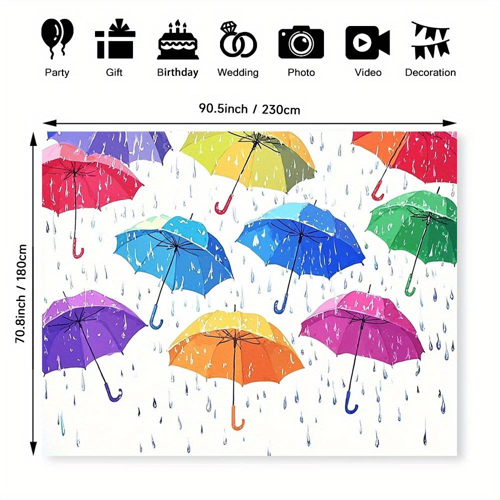 1 Stück farbiger Schirmmuster-Hintergrund - Lebendiges, regentropfen-inspiriertes Design mit bunten Schirmen - Polyester-Material