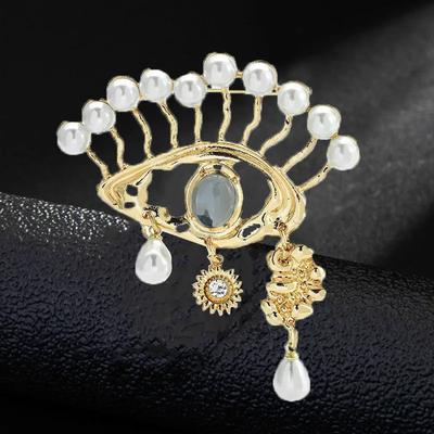 Mittleres Design Vintage Barock Augen Perlen Quaste Anstecknadeln Broschen Für Frauen Männer Retro Klassisch Palast Metall Anzug Mantel Abzeichen Schnallen