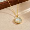Gold Plated Stainless Steel Rotatable Mother of Pearl Heart Pendant Necklace for Women