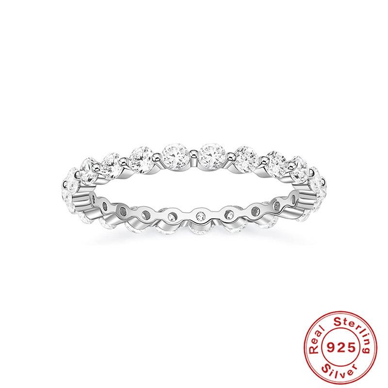 Luxury And Textured Cold Wind Carat Diamond Ring Finger Ring Engagement Wedding Bridal Jewelry Sterling Silver Ring No. 7