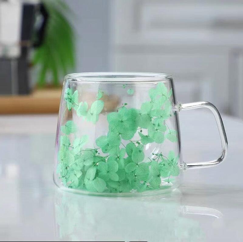 

Shangqi Dried Flower Petal Double-Layer Glass Coffee Cup