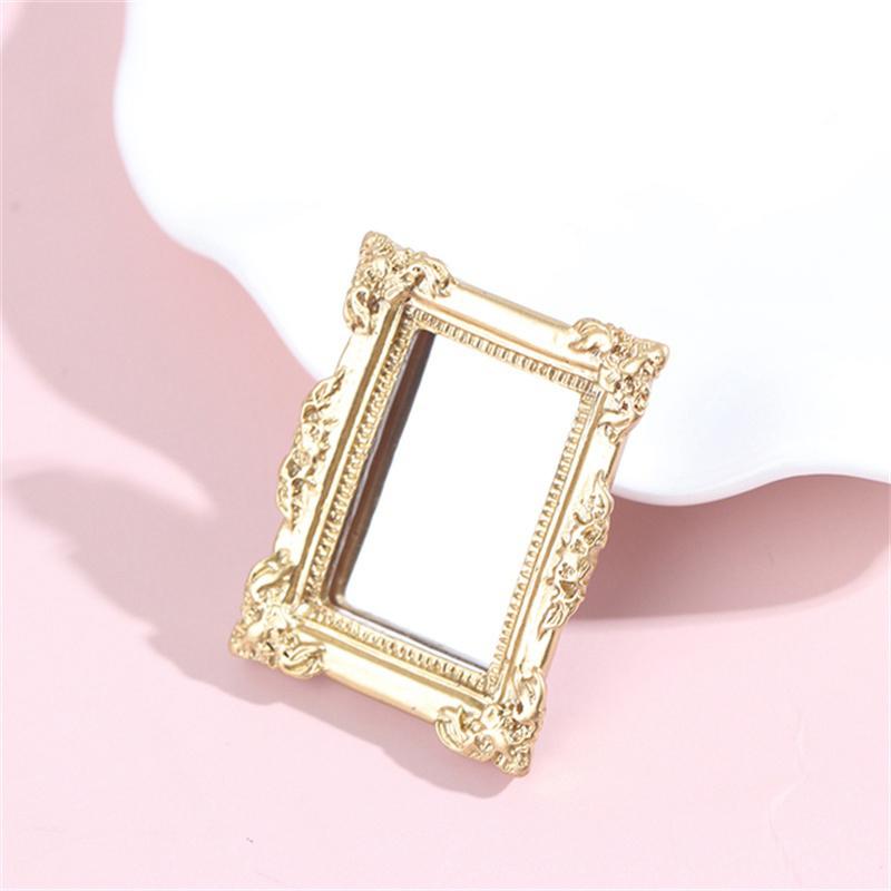Furniture Miniature Mirror Mirror Doll Wall Room 1/12 Dollhouse House Mirror Miniature Frame Accessories