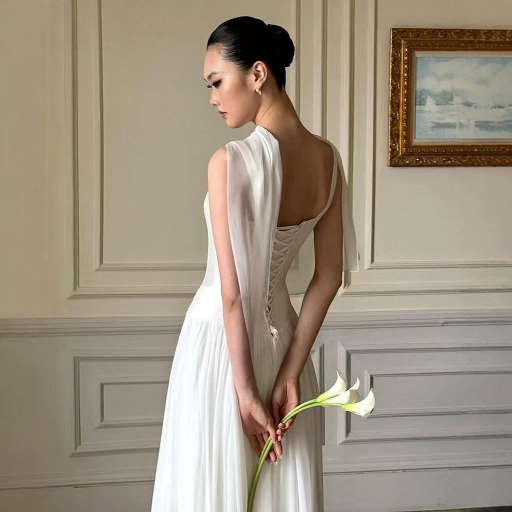 French Suspender Light Wedding Dress 1011 New Bridal Morning Gown Women's Satin Going Out Yarn Light Luxury Niche Engagement Evening Dress