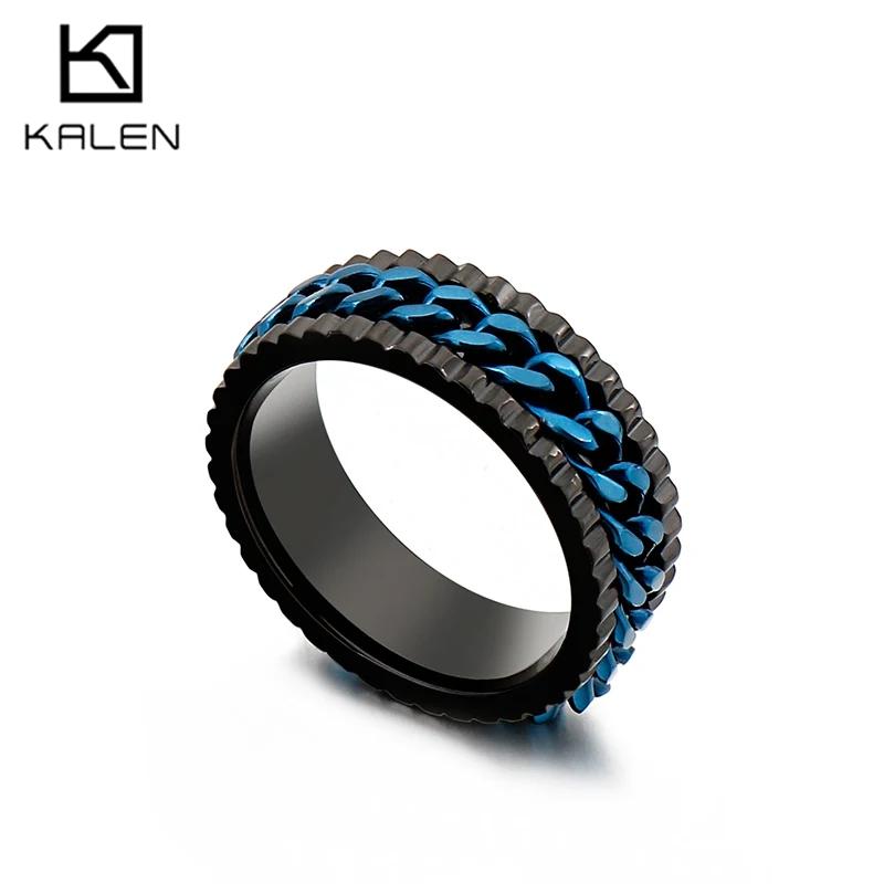 Punk Cuban Chain Rings for Men Stainless Steel Biker Finger Ring Hip Hop Jewelry Male Charms Gift Turnable Anillos