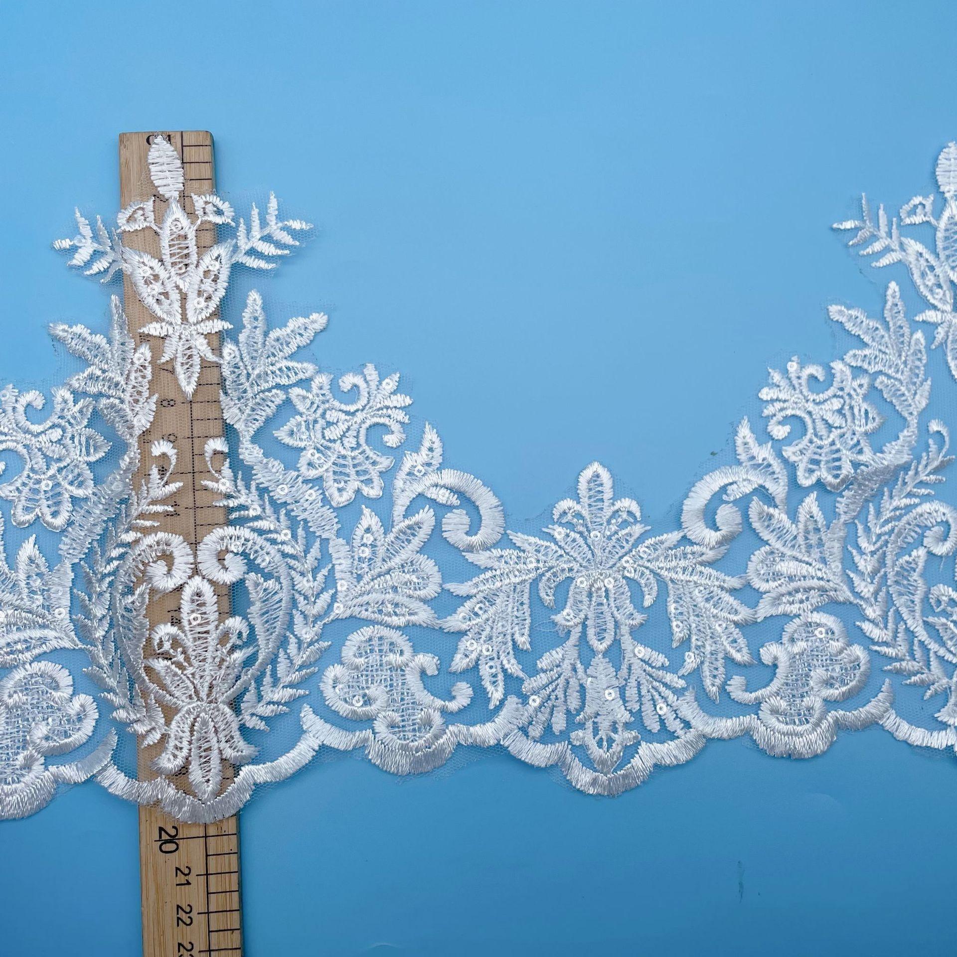 

20 см Плоская вышивка Вышивка Кружево, Свадебная фата Ювелирные изделия Материал ручной работы Ткань для юбки Белое кружево White/transparent film/20CM