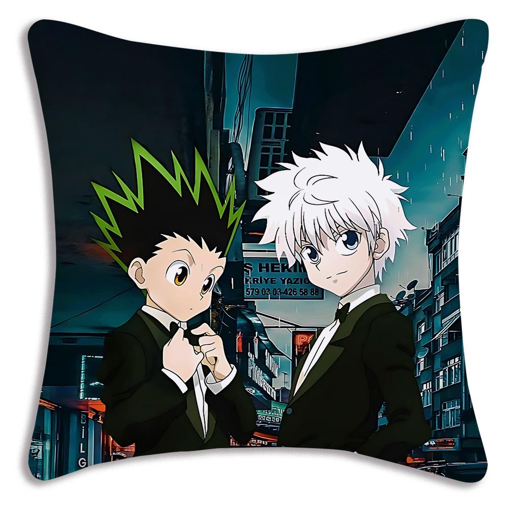 Hot Anime Comics Hunter×Hunter Pillow Covers Cartoon Sofa Decorative Home Double-Sided Printing Short Plush Cute Cushion Cover