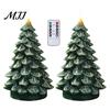 Winter Seasonal Decor Christmas Tree Candles, Flameless LED Flickering Wax Candles with Remote Control, Led Flame Battery Operated Realistic Pine for