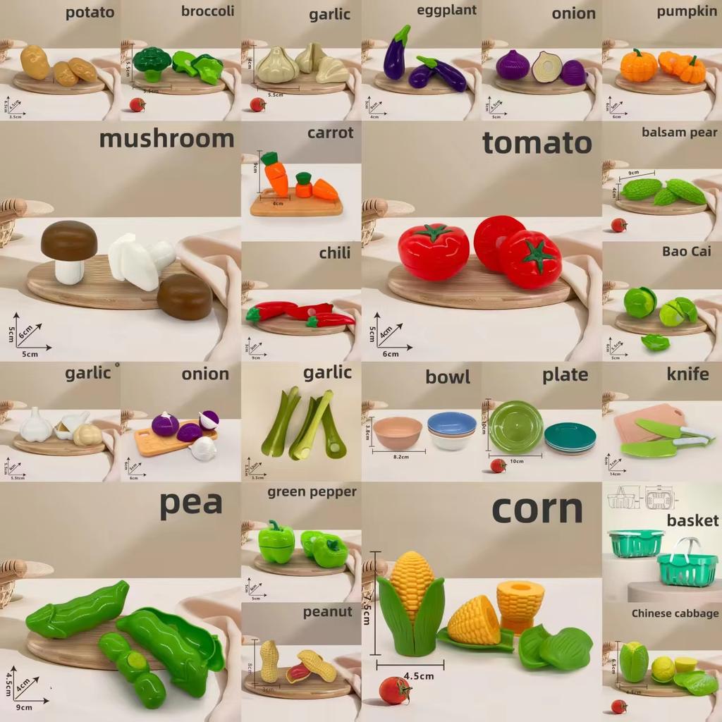 Kids Mini Kitchen Toy Pretends Play Simulated Food Hamburger Vegetables and fruits  Accessories for Children Educational Gift